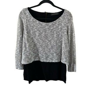 Lila Clothing Co Black & Gray Layered Shirt Top, Sz Small